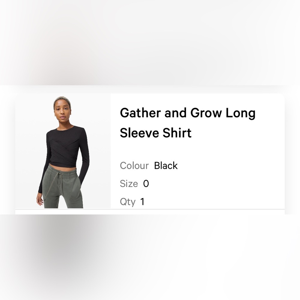 Lululemon Gathered and Grow long sleeve shirt with tie in black size 0